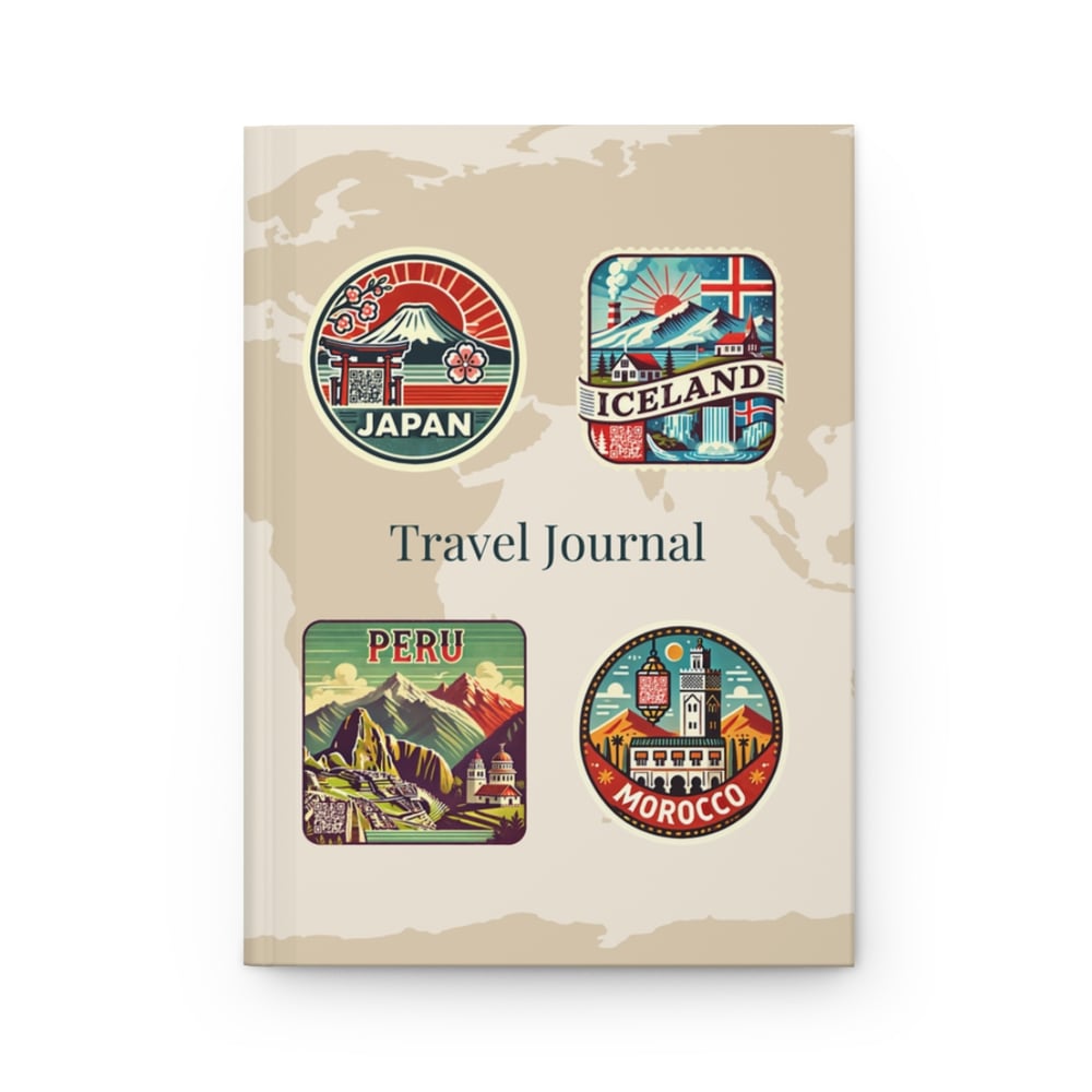 A Wander Journal with four badges and a title on the cover